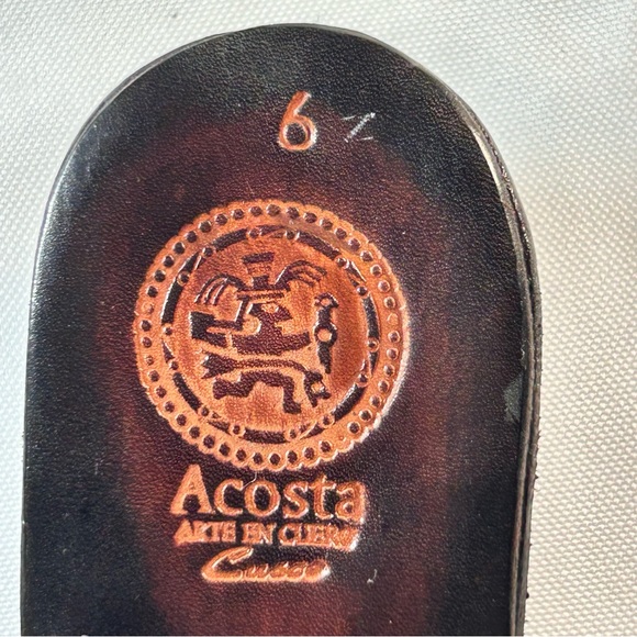 Acosta Leather Sandals 6 Womens Inka Leather Boho Southwestern - Picture 3 of 9